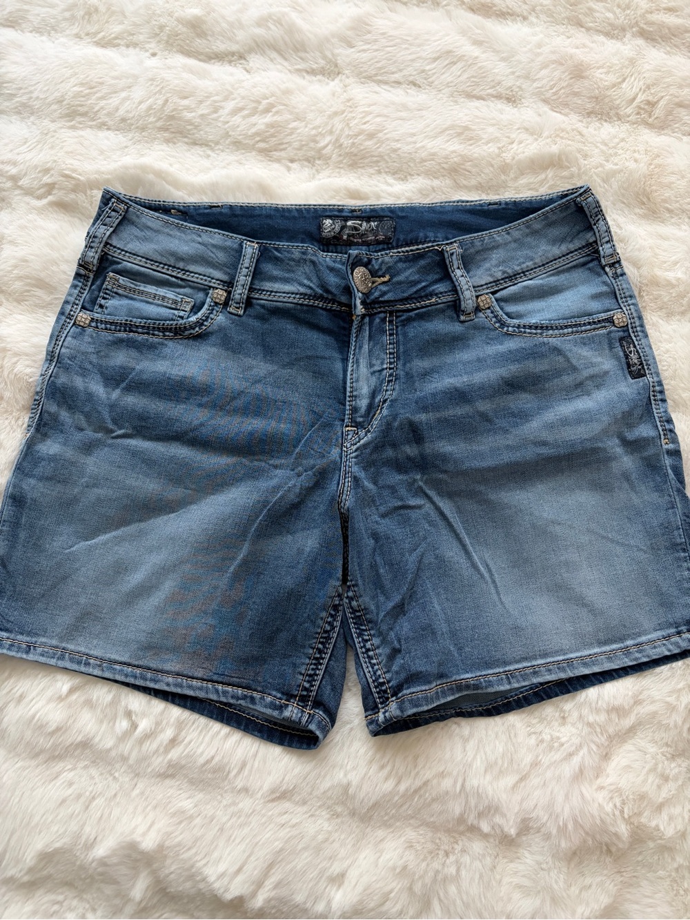 Silver Jeans Women's Faded Blue Denim Shorts